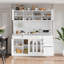 Buffet autoportant de 63 po de largeur avec huche, grande armoire de rangement pour bar à café avec 6 tiroirs, 5 armoires avec tablettes réglables-773909287