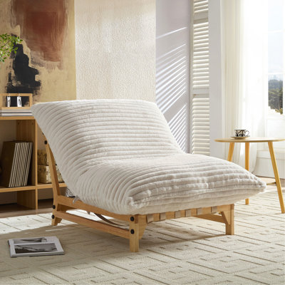 Canapé d'appoint sans accents, canapé simple décontracté, tissu velours côtelé, pour le salon et la chambre à coucher, avec dossier, siège simple, blanc cassé