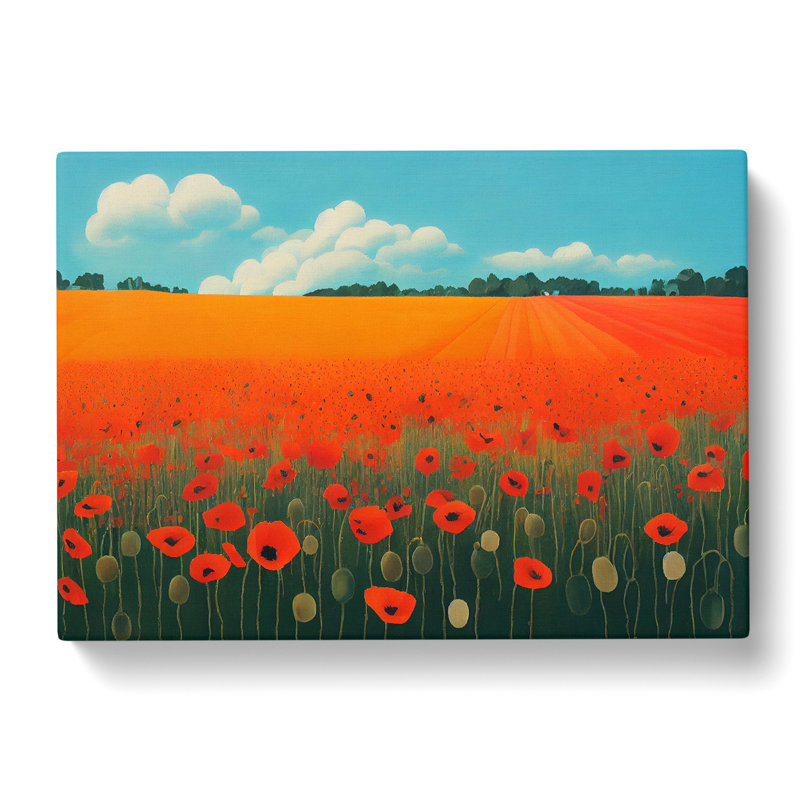 Stellar Poppy Field Flowers - Wrapped Canvas, 40cm H x 60cm W x 3cm D