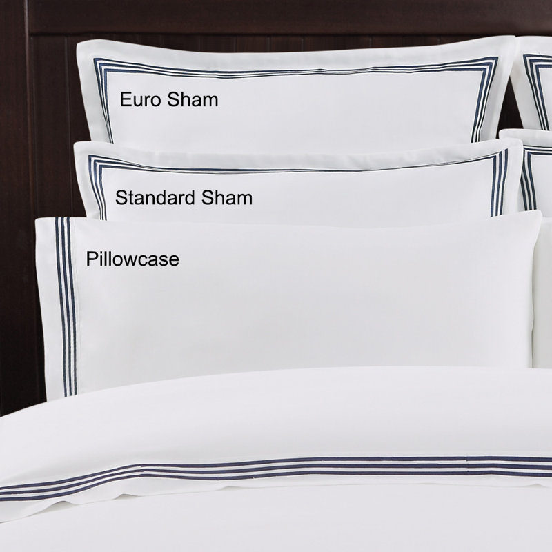 Three Line Hotel Cotton Pillow Sham, Black