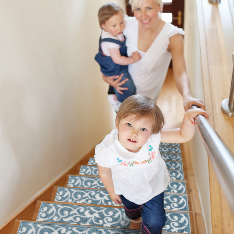 Tapis d'escalier intérieur antidérapant Cache, Bleu sarcelle
