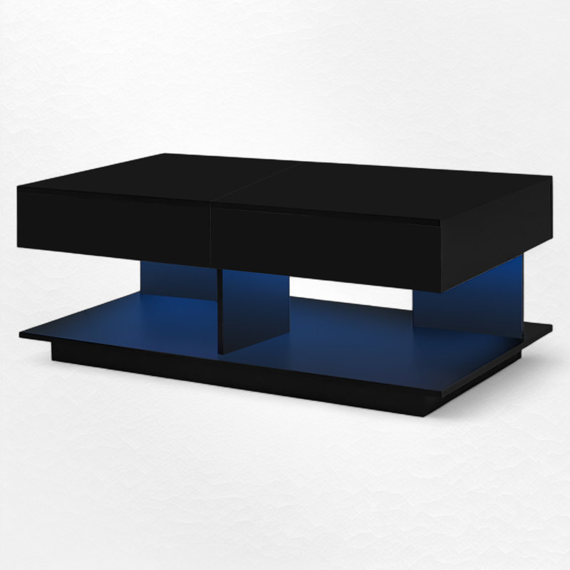 Table basse avec rangement et lumières DEL, Noir