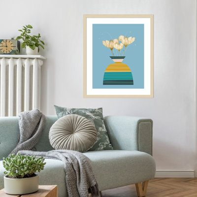 Potted Florals Wood Anemone by Iliyah Wood Framed Wall Art Print