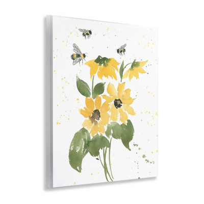 "Bumble Bees & Daisies", art mural sur bois par Lucille Price