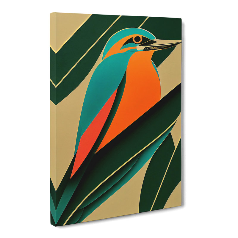 Andaluss Kingfisher Deco Vol.1 - Wall Art, 50cm H x 35cm W x 3cm D, Wrapped Canvas