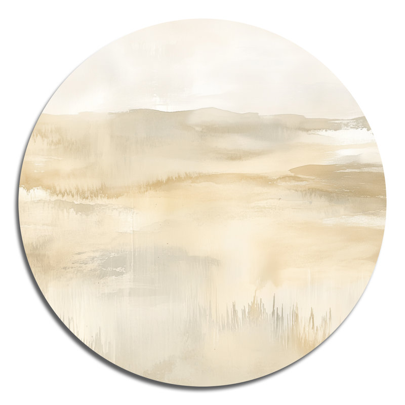 «Neutral Abstract Field - Landscape», art mural rond en métal, L 36 po x H 36 po