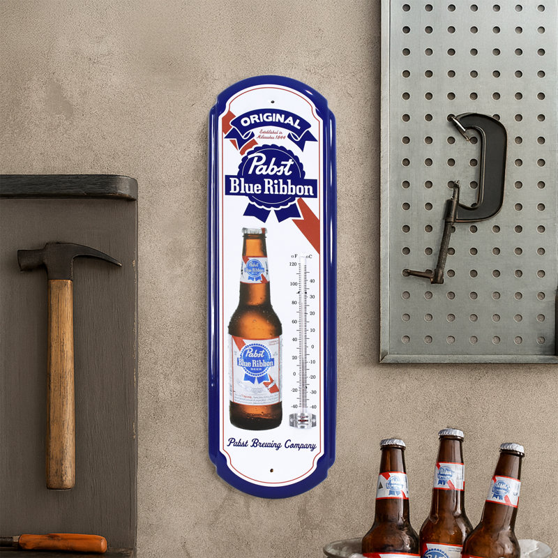 Thermomètre à ruban bleu American Art Decor Pabst - signe rétro intérieur / extérieur