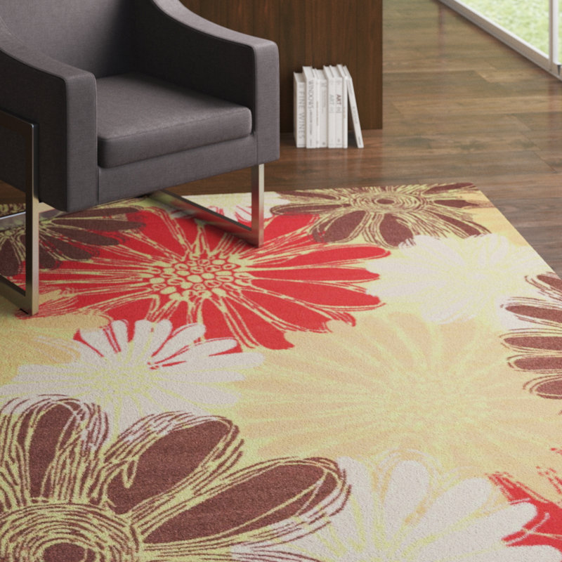 Bertran Floral Indoor / Outdoor Rug, Rectangle 7'9" x 10'10"