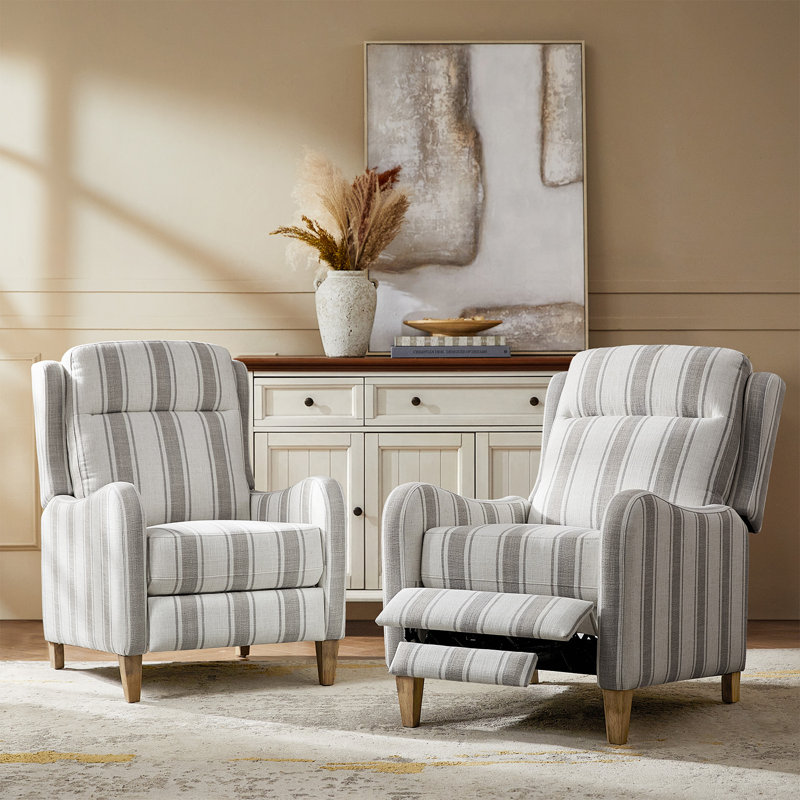 Manual Recliner with Solid Wood Legs, Gray