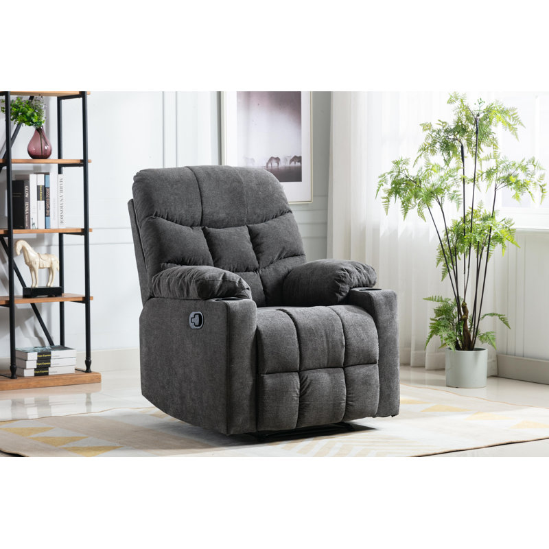 Fiatt Upholstered Recliner, Gray Microfiber/Microsuede