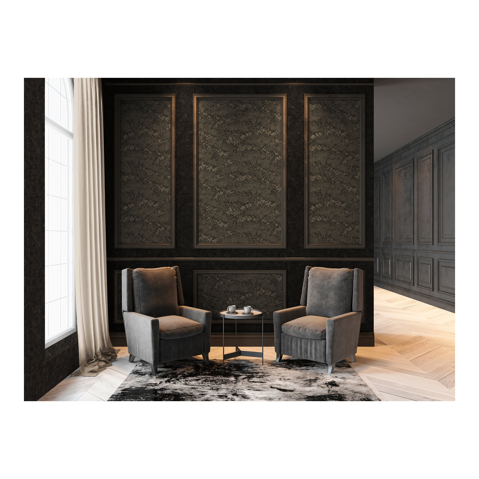 Leopold Floral Wallpaper, Brown