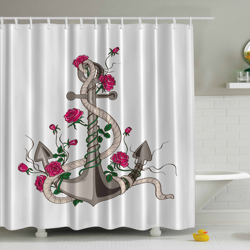 Rideau de douche à imprimé roses Netzer