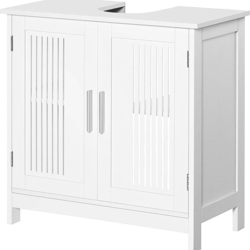 Tablette de rangement encastrée avec deux portes blanches