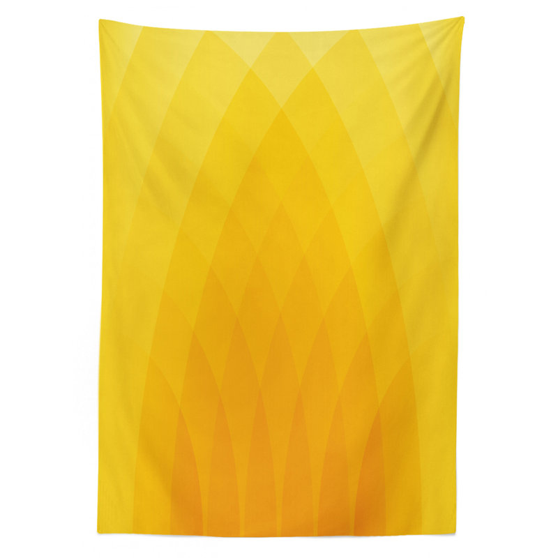 Ambesonne Yellow Tablecloth, Illustration Of Modern Unusual Shaded Motifs Dreamlike Retro Design Art Print, Rectangular Table Cover For Dining Room Kitchen Decor, 52" X 70", Orange Yellow