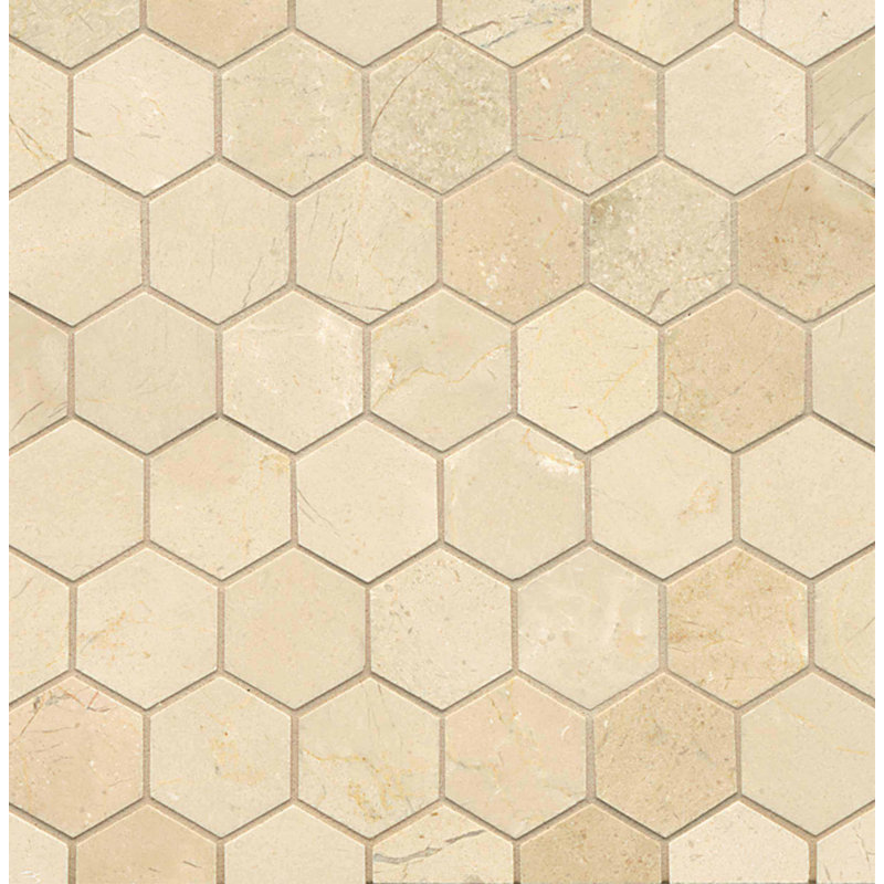 Carreau de mosaïque en marbre 2 po x 2 po, Crème Marfil Select