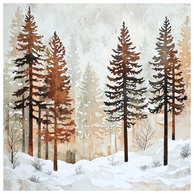 Snowy Pine Forest Scene Comforter