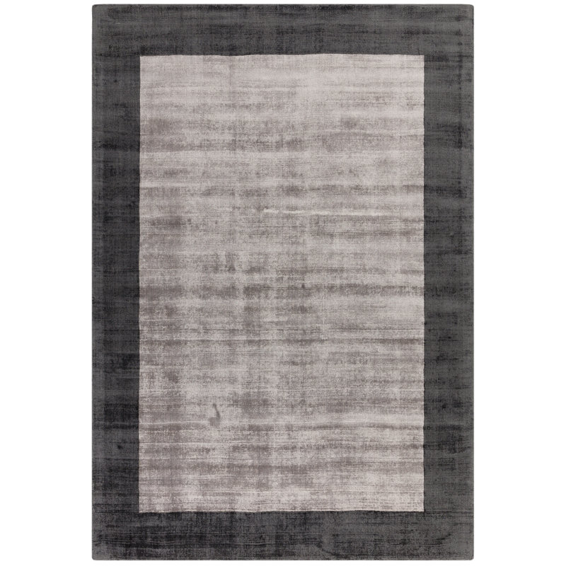 Desrosiers Shinny Bordered Charcoal/Silver Area Rug, Square 160cm