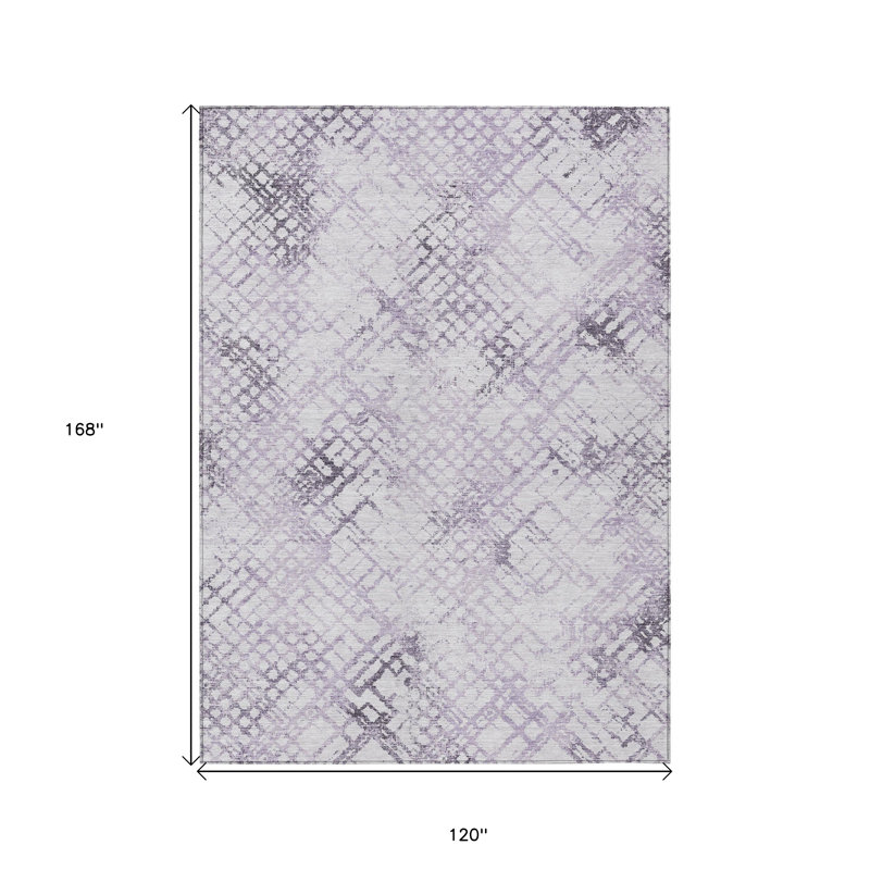 Tapis extérieur lavable à motif géométrique argent 10 pi x 14 pi