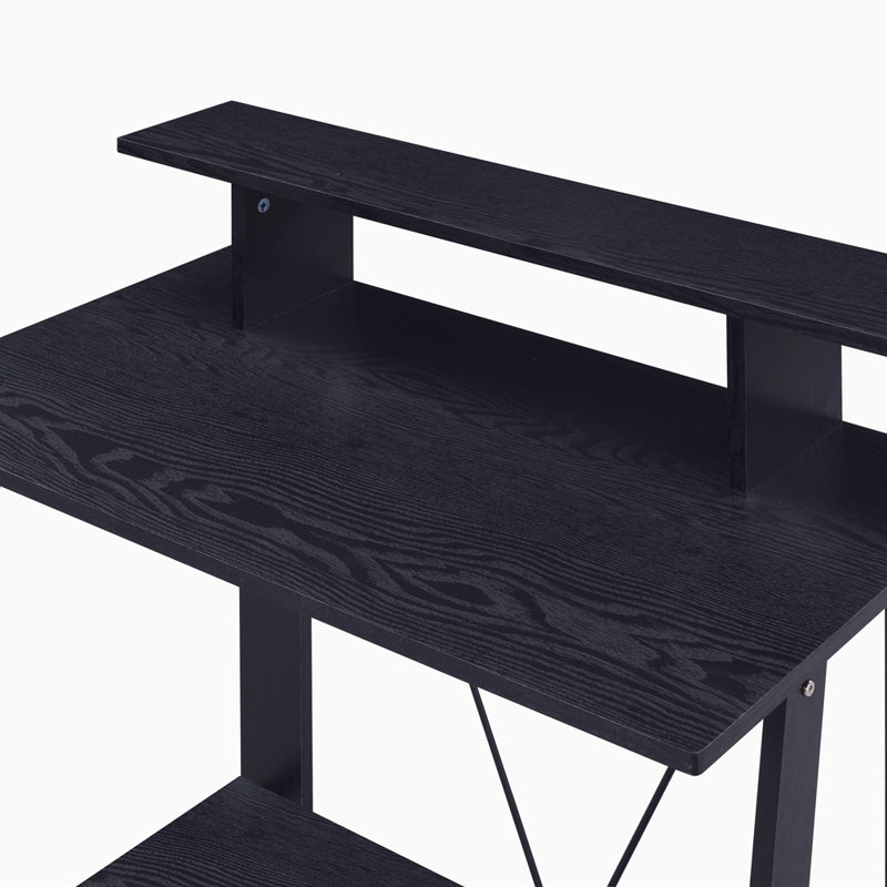 Bureau d'écriture noir avec tablette supérieure