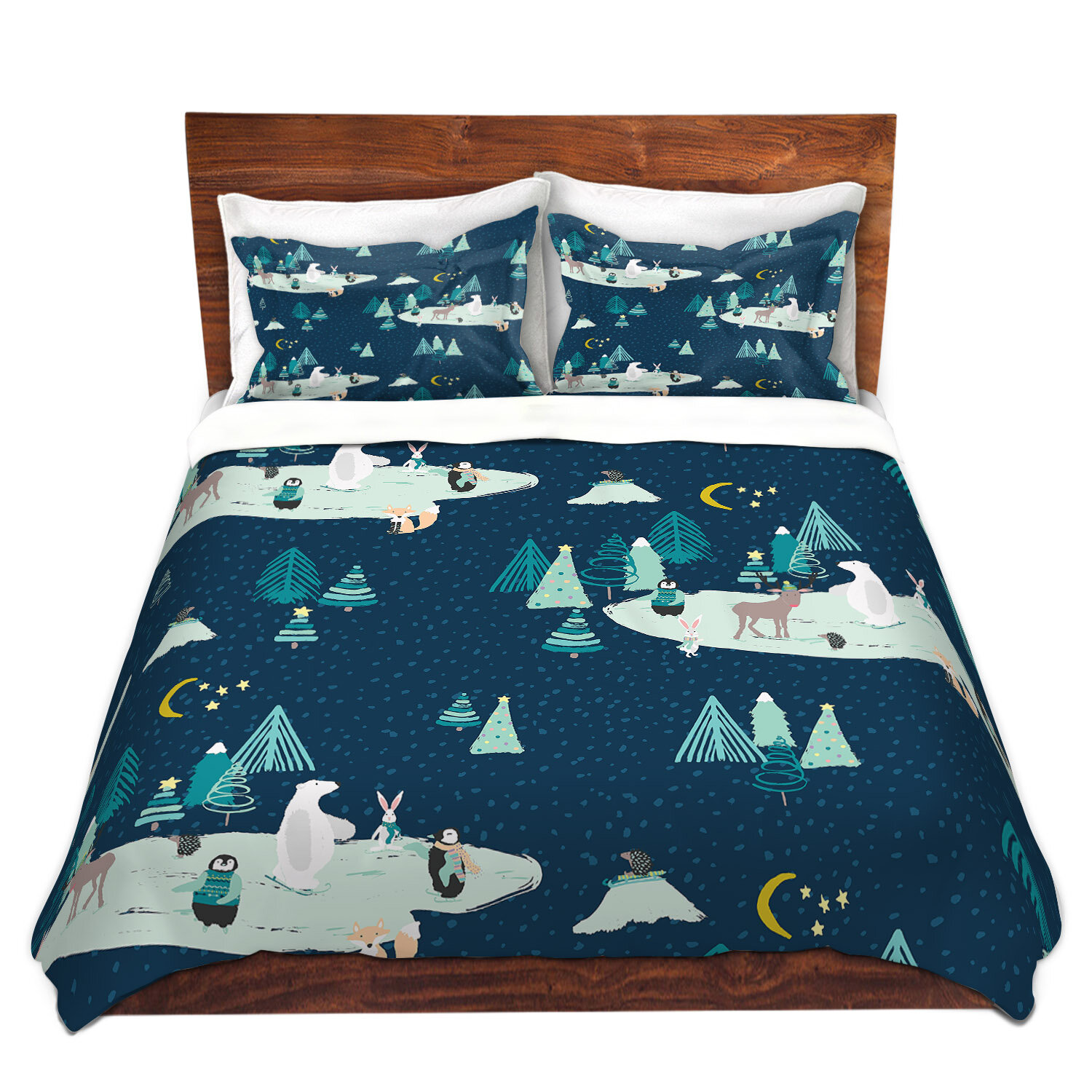 DiaNoche Designs Wildlife Night Ice Skating I Duvet Cover Set | Wayfair