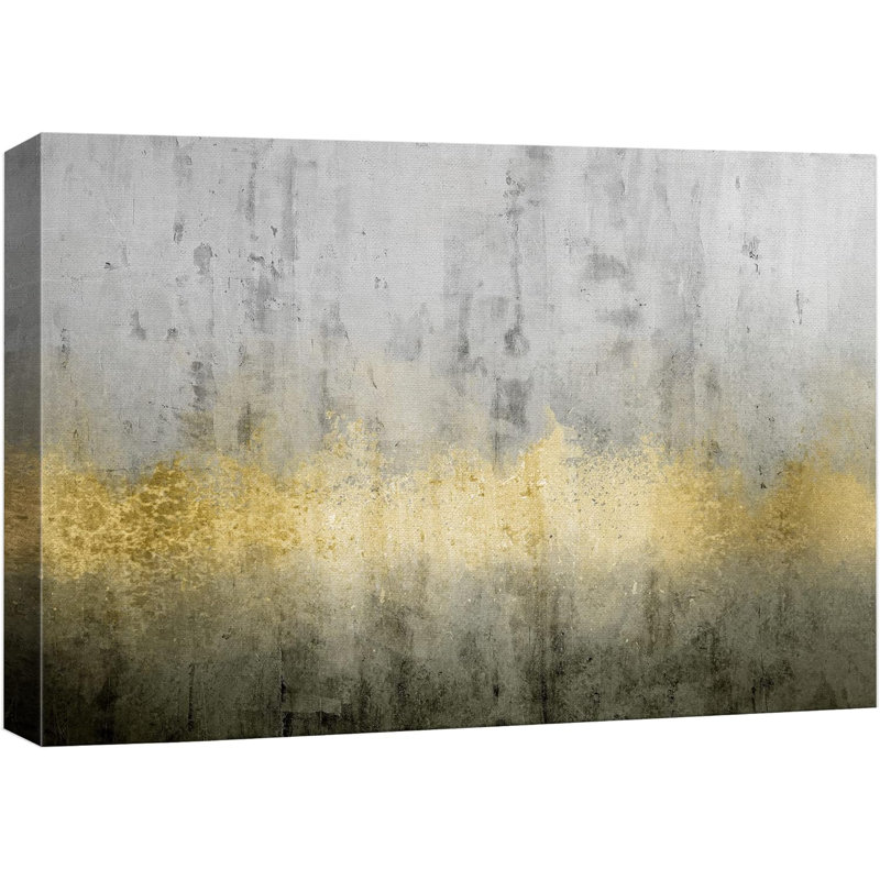 Or gris, paysage abstrait, formes sur toile