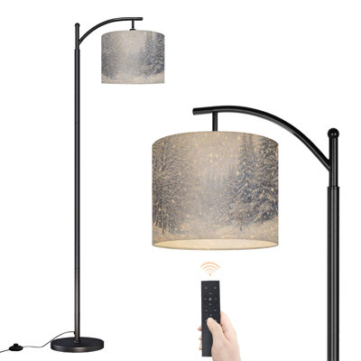 Lampe sur pied à arc avec abat-jour réglable Winter Snow Blizzard Forest Lampadaire