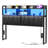 Storage Upholstered PU Headboard With LED Lights & Charging Station-20747469-20747470