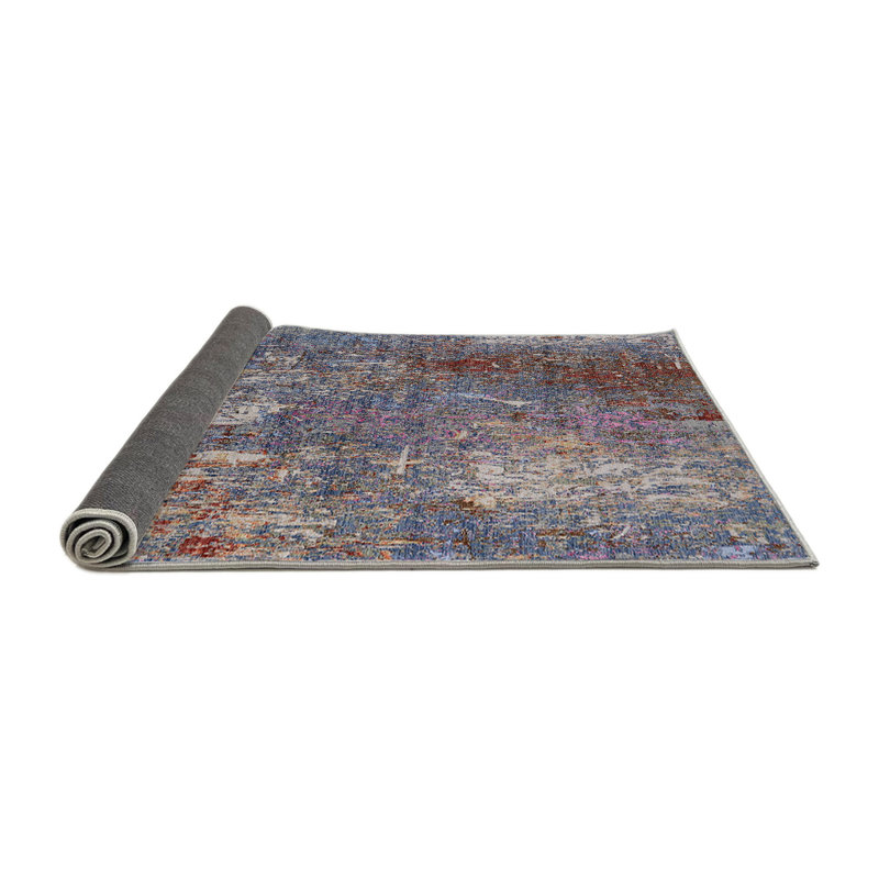 Tapis abstrait bleu / brun clair / rouge Bruin, Rond 4 pi