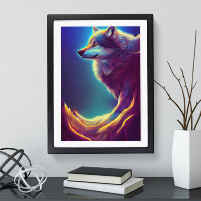 Wolf In Neon - Single Picture Frame Print