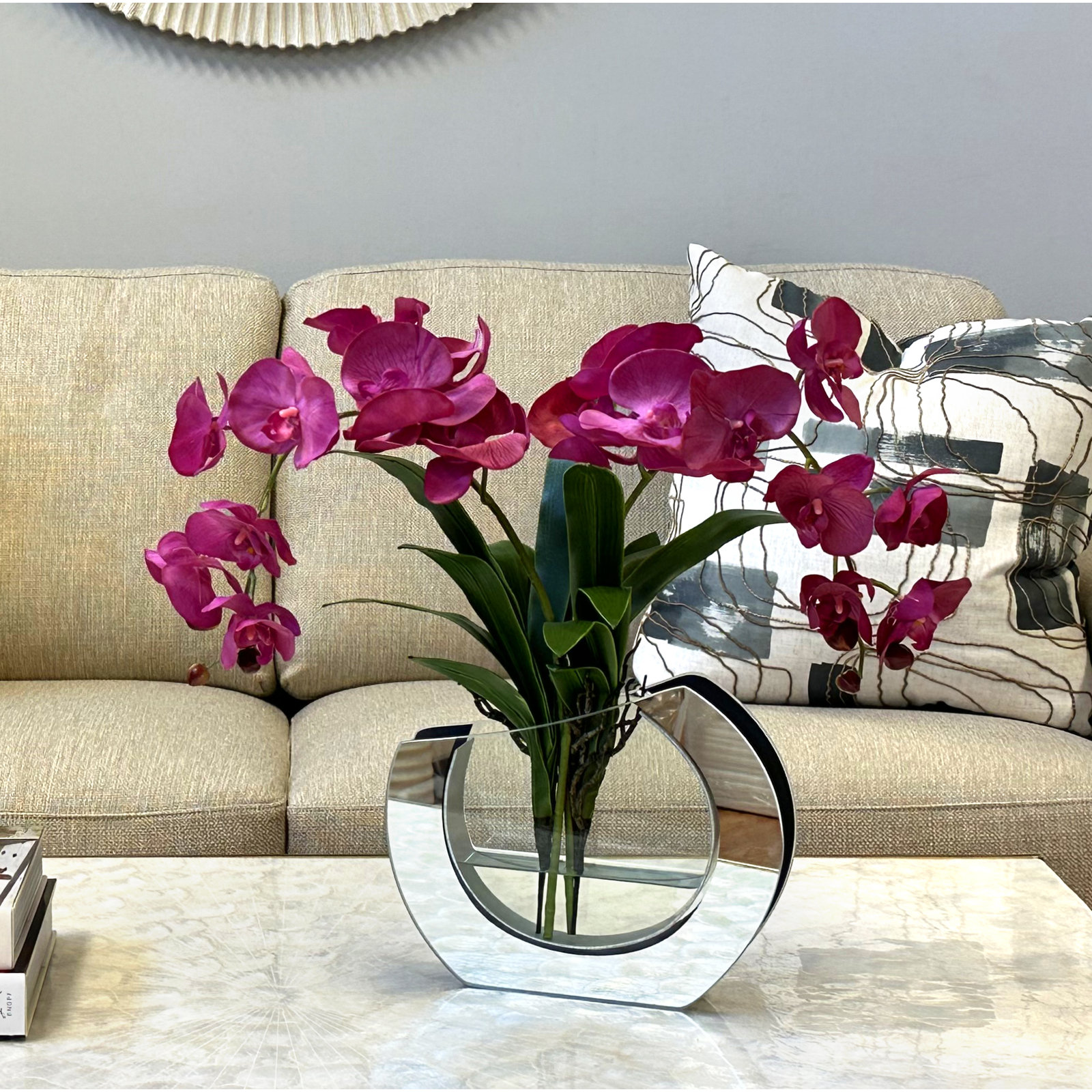 Orchid Floral Arrangement in Vase, Fuchsia