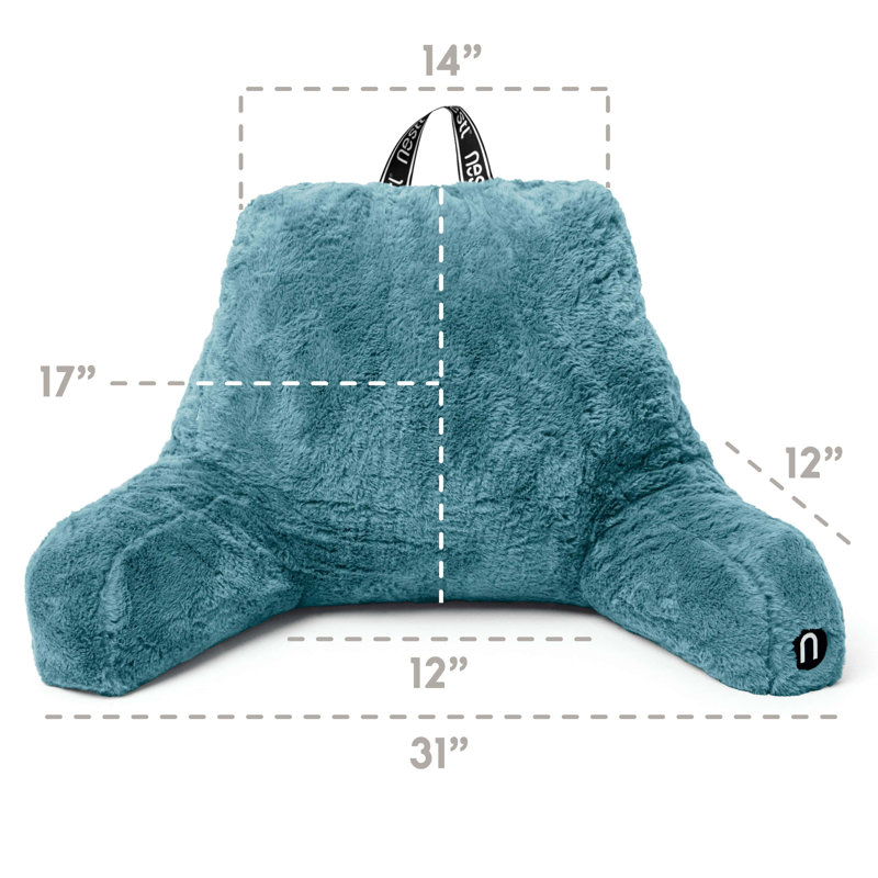 Coussin de dossier en fausse fourrure, Bleu pierre