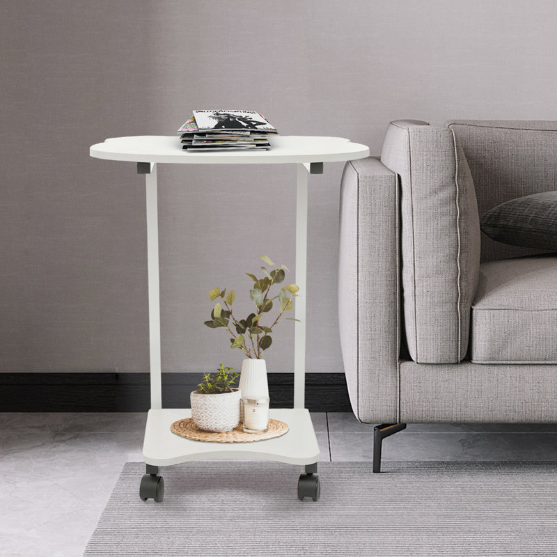 Table de bout en C avec roulettes (11,81 x 9,84 x 23,62 po), Blanc