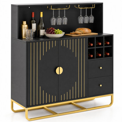 Armoire de bar avec porte-verres et tablette réglable Home