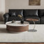 Table basse ronde en bois massif brun
