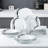 Fiona 18 Pieces Porcelain Square Black and White Dinnerware Sets, Service for 6