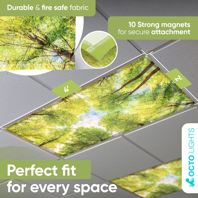 Fluorescent Light Covers For Ceiling Lights - Magnetic Classroom Light Filters - Tree