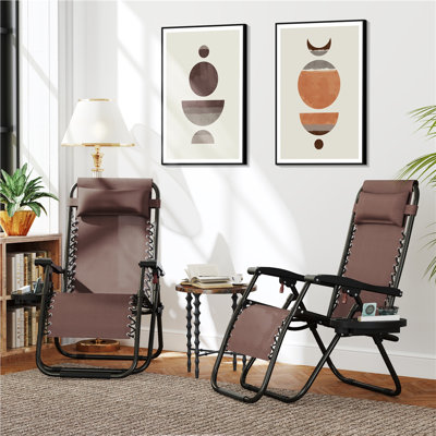 Chaise d'extérieur à gravité zéro 25 po avec porte-gobelet et coussin