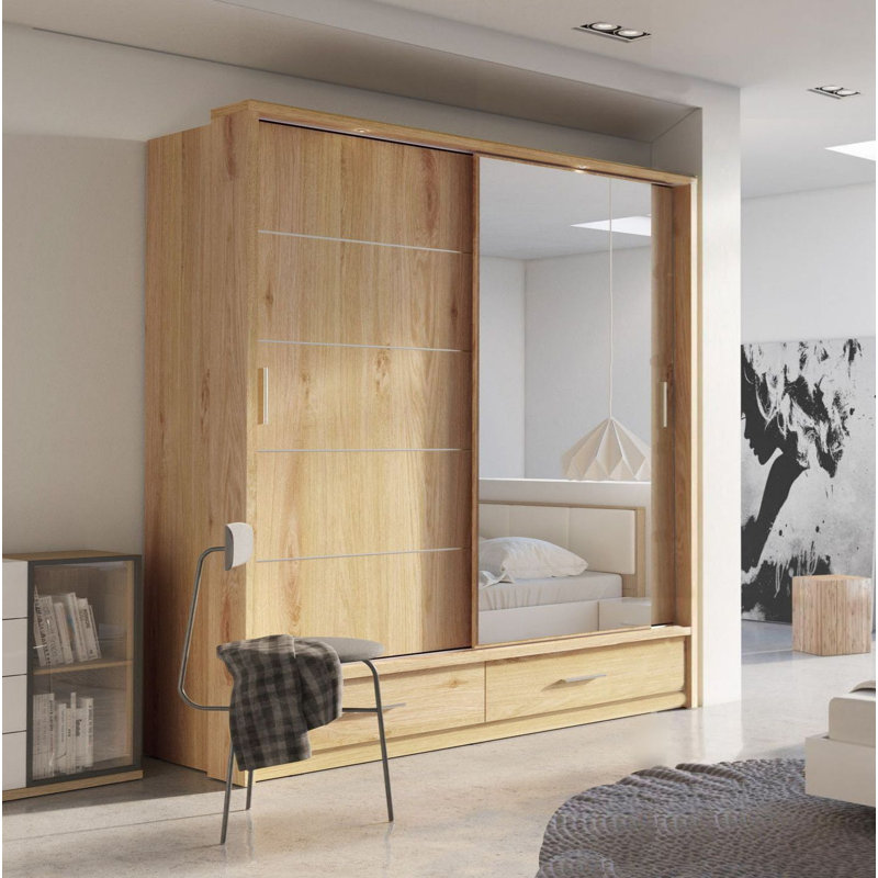 Tengan 2 Door Manufactured Wood Wardrobe, Oak Shetland