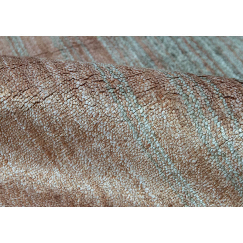 Tapis bleu et orange noué à la main de haute qualité