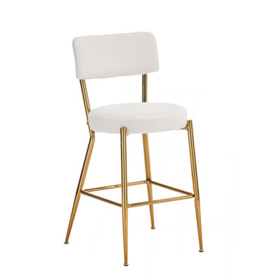 Ensemble de 2 tabourets de bar rembourrés en tissu Modern Teddy