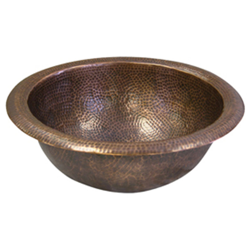Barclay Abner 15'' Metal Circular Bathroom Sink, Hammered Antique Copper