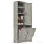 Armoire de rangement de salle de bain avec portes et tiroirs, panier à linge inclinable, plusieurs espaces de rangement, style autoportant, tablette ouverte, tablette réglable, chêne (ancien numéro de référence: N725p208543l)
