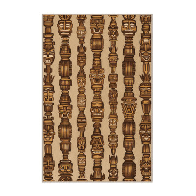  Tapis hawaïen lavable statues Tiki