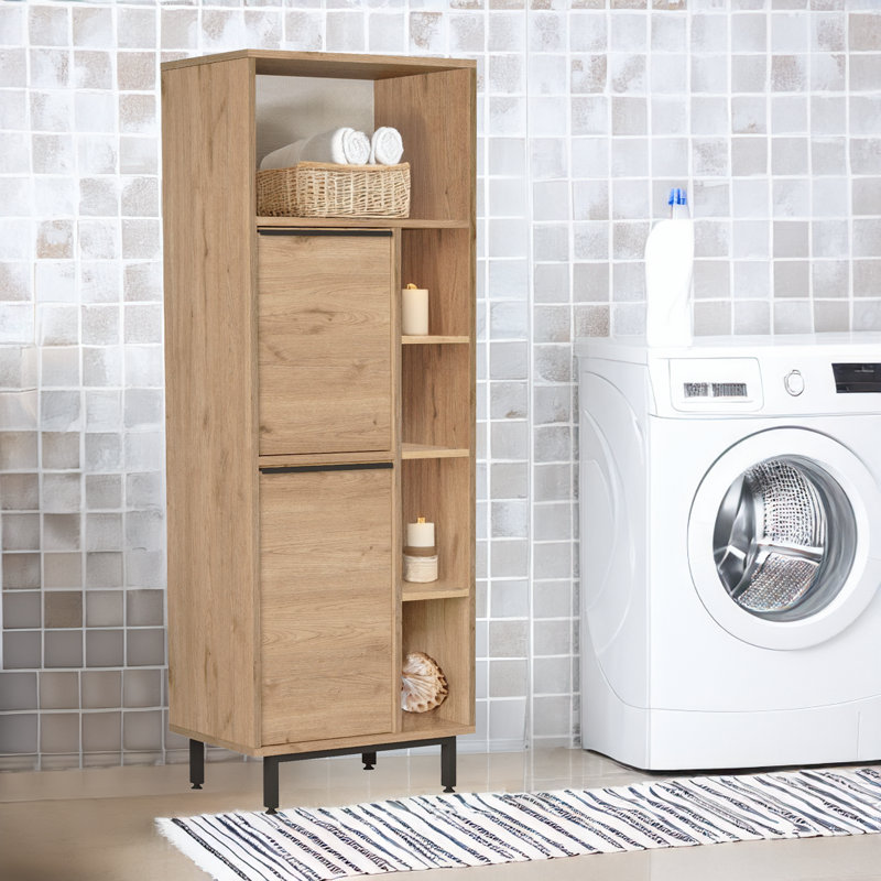 Armoire de salle de bain autoportante, Noyer
