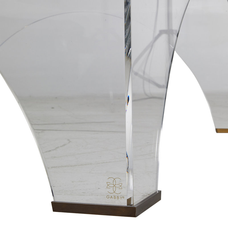 Clear Acrylic Coffee Table with Brushed Brass Accents