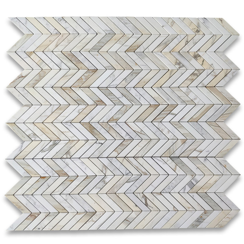 Calacatta 12" x 12" Marble Mosaic Tile, LIght Gray