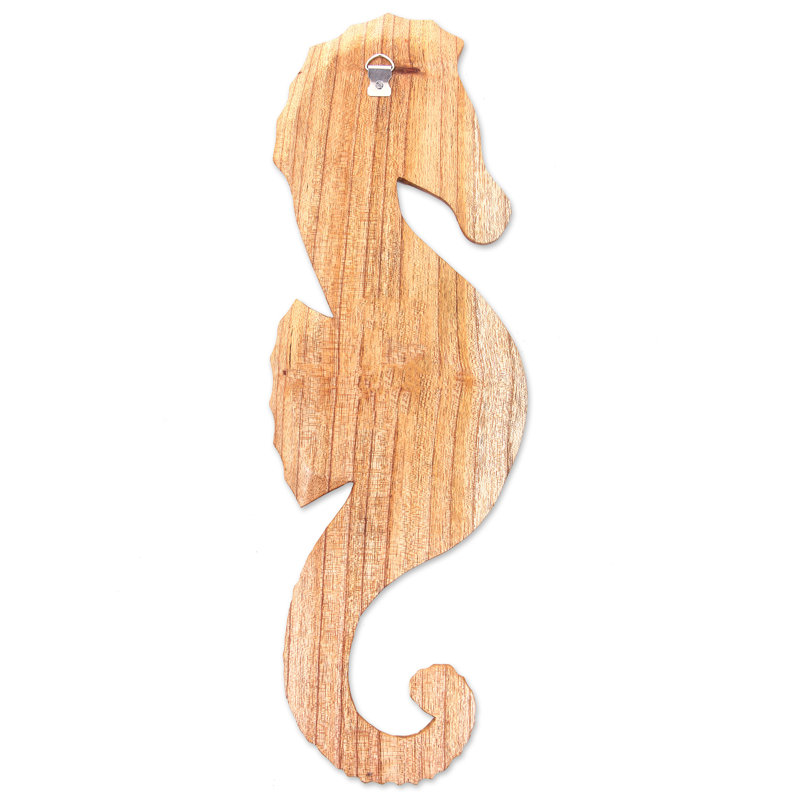 Décoration murale hippocampe en bois