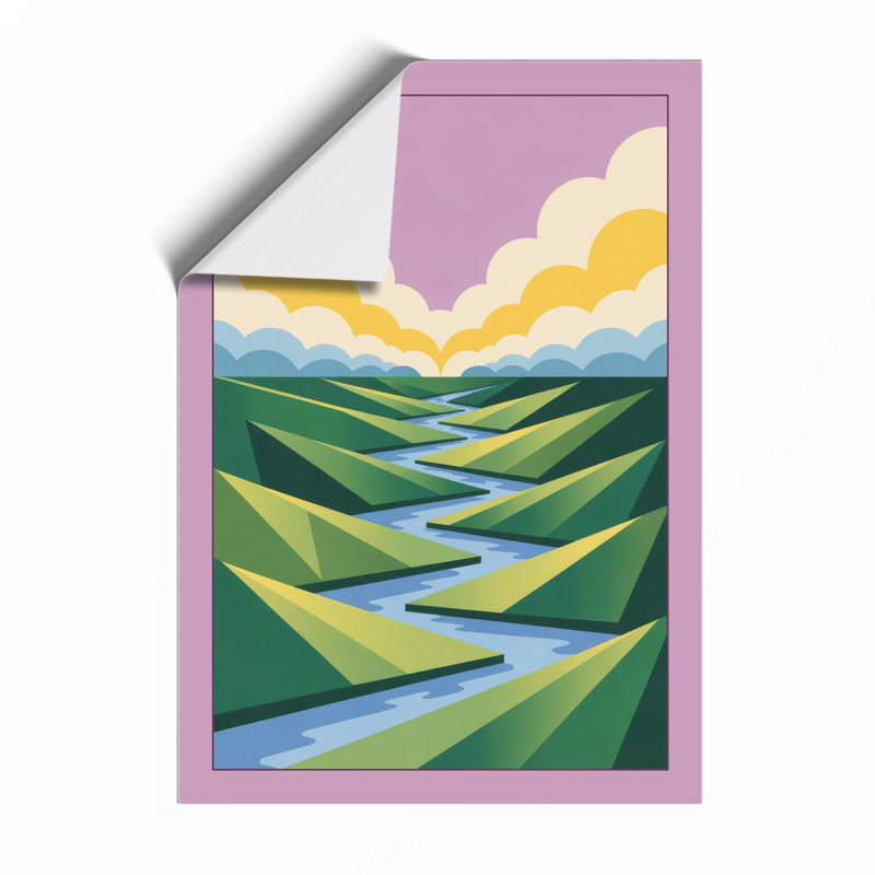 River Valley Geometric - Framed Print, Unframed, A4 - 29.7 x 21.0 cm
