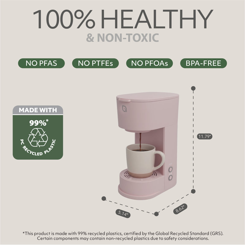 Cafetière à portion unique Willow - compatible avec les dosettes K-Cup - rose, Rose
