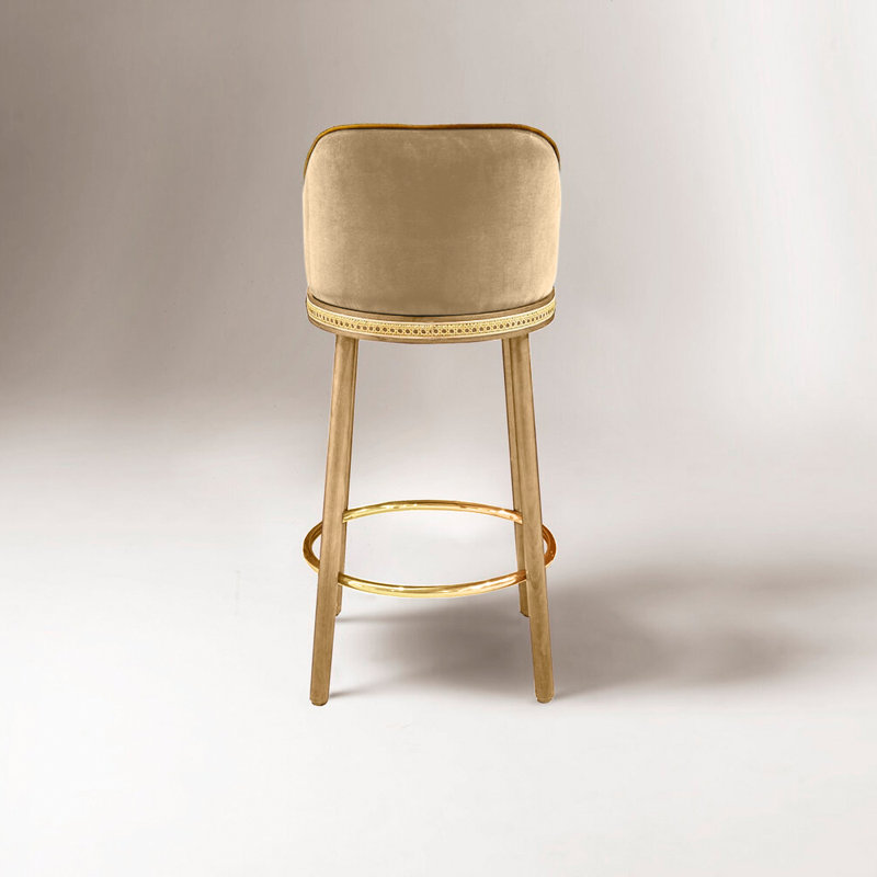 Tabouret de bar et de comptoir Alma, Dune, Laiton poli, Tabouret de comptoir (siège d'une hauteur de 27 p